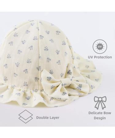 XIAOHAWANG Baby Girl Sun Hat | Embroidered Flowers | Toddler Bucket Hat for Infant Girls 0-3 Months | Beige Flower Design - Buy Online on GoSupps.com