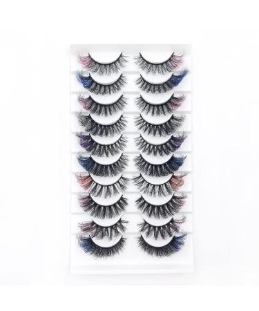 IFLOVEDEKD 10 Pairs Colored Russian Strip Lashes - 5 Colors, 8 Styles - Wispy Faux Mink - Fluffy & Long - Reusable D Curl Lash Strips - Buy Online on GoSupps.com