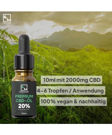 Magamed Premium Hemp Seed Oil 20% - 10ml Vegan Drops | Organic High Dose Hemp Oil | Lab-Tested Quality - Buy Online on GoSupps.com
