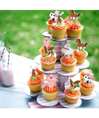 25 PCS Farm Animal Cow Themed Party Supplies For Birthday Party Cake Decorations Include 1 Big Cake Topper 24 Small Cupcake Toppers - Buy Online on GoSupps.com