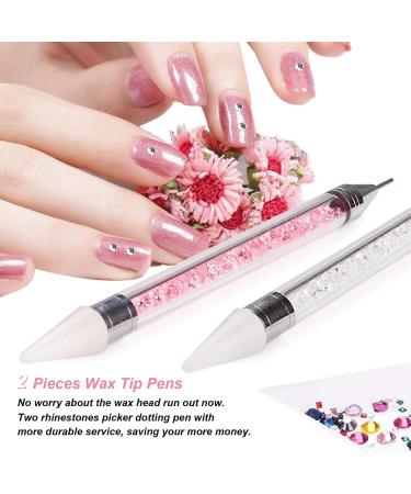 2PCS Dual-Ended Rhinestone Picker Dotting Pen Kememo Wax Tip Pencil for Jewel Gems Crystals Studs Pickup Manicure Nail Art DIY Decoration Tool - Buy Online on GoSupps.com