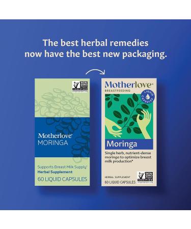 Motherlove Moringa Lactation Supplement - Organic Non-GMO Herbs, Vegan & Kosher - 60 Liquid Caps for Breast Milk Supply - Soy-Free - 60 Servings - Buy Online on GoSupps.com