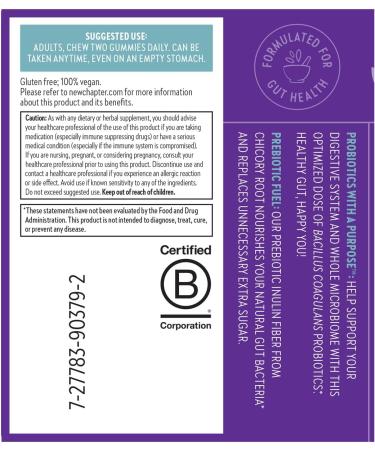 New Chapter Probiotic Gummies for Women and Men All-Flora (1 Month Supply) 55% Less Sugar+ Formulated for Holistic Gut Health Support with Probiotics + Prebiotic Fiber + 100% Vegan + Non-GMO 60 Count (Pack of 1) - Buy Online on GoSupps.com