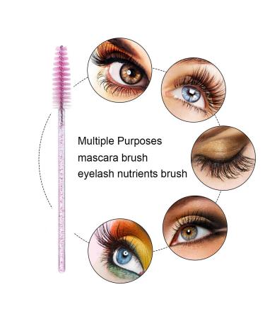 Elisel 100pcs Disposable Mascara Brushes with Container - Makeup Applicators for Eyelash Extensions and Eyebrow Brush - Crystal Pink - Buy Online on GoSupps.com