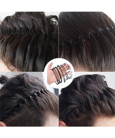 Black Wavy Metal Hair Bands 2 Pack - Unisex Headbands for Men and Women - Non-Slip Spring Sports Accessory - Buy Online on GoSupps.com