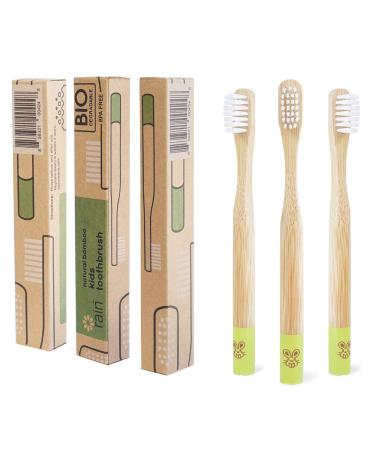 Rain Organic Bamboo Baby Kids Toothbrush - 100% Safe Infant Toddler Toothbrush 6 to 12 Months and Up, Natural BPA-Free Biodegradable Wood Toothbrush Extra Soft Bristles Children's Dental Care (3 Pack) 3 Count (Pack of 1)