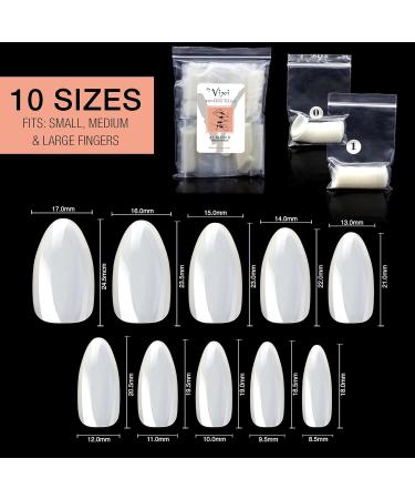 By Vixi 600 Medium Almond Nails - Full Cover 10 Sizes Includes Preparation File | Opak Express for Professionals & Home Use - Buy Online on GoSupps.com