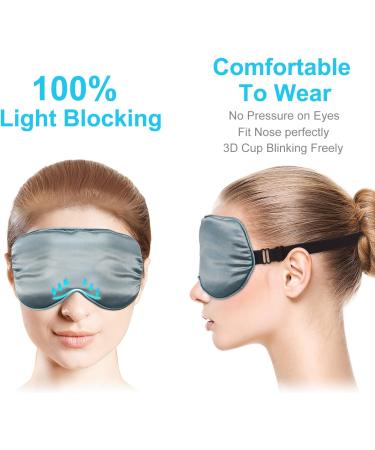 22 Momme Mulberry Silk Sleep Mask - 3D Contoured Eye Mask for Sleep & Travel | Adjustable Soft Blindfold for Men & Women (Gray - Buy Online on GoSupps.com