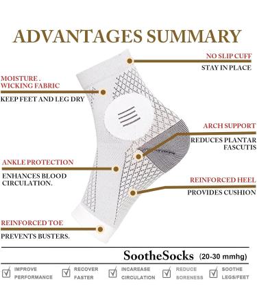 Neuropathy Socks for Men & Women | Compression Pain Relief for Plantar Fasciitis & Ankle Swelling - Gray XL - Buy Online on GoSupps.com