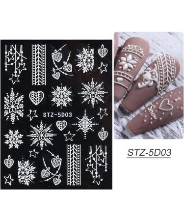 JMEOWIO 8 Sheets Christmas Nail Art Stickers 5D Self Adhesive Nail Art Decals Stereoscopic Embossed Snowflake Reindeer Snowman Santa Claus Pattern DIY Design Nail Decoration for Women Girls - Buy Online on GoSupps.com