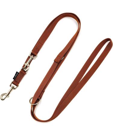 Adjustable Double Dog Leash for Large Dogs - 3.50m Brown | Durable 20mm Design for Comfort & Control - Buy Online on GoSupps.com