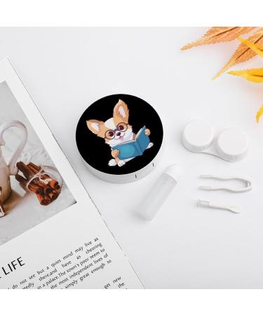 Corgi Reading Book Contact Lens Travel Kit | Portable Cute Contact Box with Mirror for Daily Use | International Shipping - Buy Online on GoSupps.com