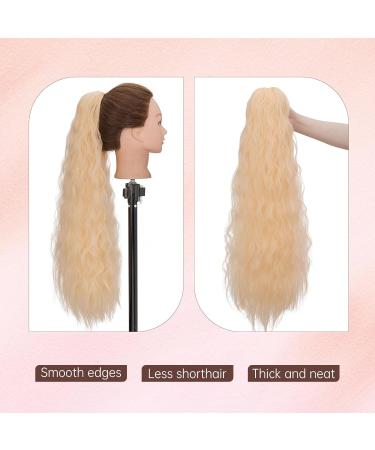 32 Inch Drawstring Ponytail Extension for Women - Long Curly Natural Wavy Hairpiece in Light Ash Brown mix Bleach Blonde - Ideal for Daily Use and Parties - Buy Online on GoSupps.com