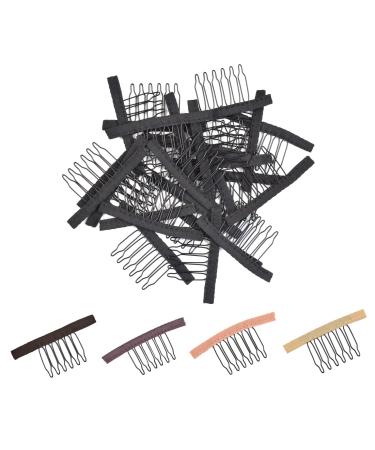24 Pieces Wig Clips 6 Teeth Wig Combs for Making Wig Caps Wig Accessories Tools (Black)