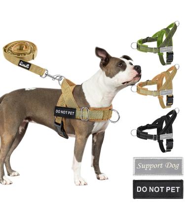 AUTOWT No Pull Dog Harness and Leash Set No Choke Escapeproof Neck & Chest Adjustable Reflective Dog Vest Harness 5.9 Ft Dog Leash Anti-Twist Pet Lead Soft Padded for Large Medium Dog(Yellow M) M Yellow