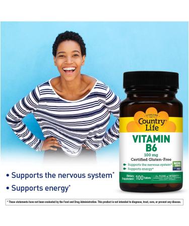 Country Life Vitamin B6 100mg - 100 Tablets | Supports Energy & Mood - Buy Online on GoSupps.com