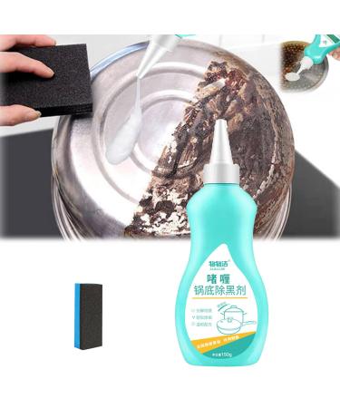1/2pcs Magic Gel Cleaner For Pots and Pans Agent Burnt Iron Pot Bottom Polishing Kitchen Cleaner 150g Bottom Of The Pot Black Scale CleanerQuality models Complimentary sponge (1pcs Blue) 1pcs Blue