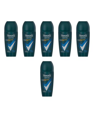 Rexona Men Nonstop Protection Cobalt Dry Antiperspirant Roll-On Deodorant with 72 Hour Protection Against Sweat and Body Odor 50ml (Pack of 6)