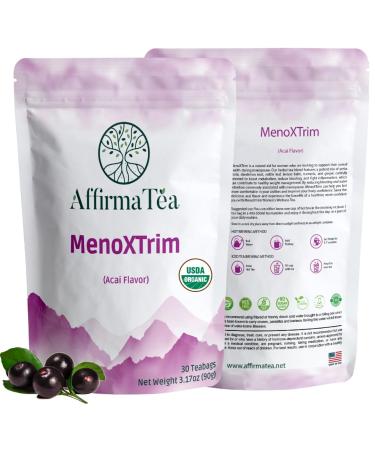 MenoXTrim Organic Menopause Relief: Hormone Balance | Bloating | Hot Flashes | Excess Water | Flat-Tummy | Yerba Mate Dandelion Nettle Leaf Lemon Balm Turmeric Ginger | Natural A ai Flavor.