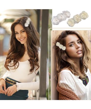2 Pieces Camellia Hair Clips White Tiara Flower Girl Hair Accessories Flower Hair Clips White Flower Hair Clips Girls Hair Accessories Flower Girl Accessories - Buy Online on GoSupps.com