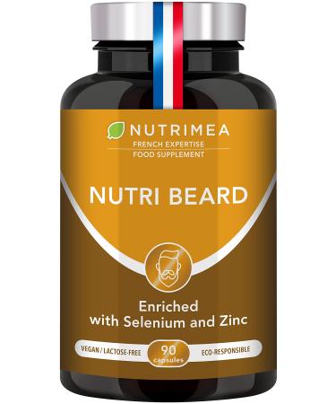 Nutri Beard Growth Supplement - Thicker Facial Hair - Rich in Vitamins Biotin Keratin Cysteine Zinc and MSM - 90 Capsules - French Expertise