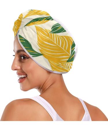 Eco-Friendly Green Yellow Leaf Hair Towel 2 Pack | Super Absorbent Quick Dry Hair Turbans for Women & Girls - Buy Online on GoSupps.com