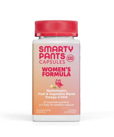 SmartyPants Multivitamin for Women: Omega-3 DHA Zinc for Immunity Biotin Iron Folate Vitamins D3 C B6 Vitamin B12 One Per Day 30 Capsules 30 Day Supply Women's 30 Count (Pack of 1)