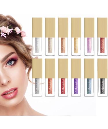 Eye Gloss Eyeshadow | 12 Colors Shimmer Eyeshadow Waterproof Long Lasting Quick-Drying Brilliant Gel Highlighter Sparkling Shimmer Eyeshadow Pochy - Buy Online on GoSupps.com