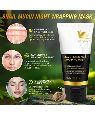 HOUSN Collagen Night Wrapping Mask 75 ml snail slime mask collagen Overnight Wrapping Peel Off facial mask organic facial mask for the face elasticity and moisture - Buy Online on GoSupps.com