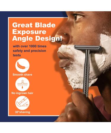 Premium Safety Razor for Men - Travel Essential Single Blade with 5 Platinum Coated Blades | Reusable Metal for Classic Wet Shaving - Gun Black - Buy Online on GoSupps.com