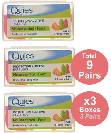 Quies Foam Earplugs 35dB - Pack of 3 x 6 Pairs | Effective Hearing Protection | Buy Online Internationally - Buy Online on GoSupps.com
