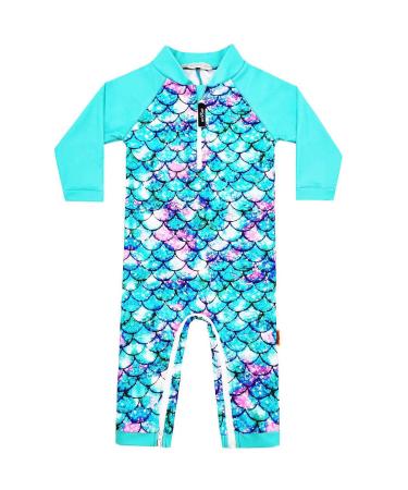 weVSwe Baby Toddler Boy Swimsuit UPF 50+ Sun Protection Rash Guard Swimwear with Crotch Zipper 0-3 Years 12-18 Months Green Fish Scales