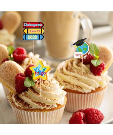 2023 Kindergarten Graduation Cupcake Toppers with Bamboo Sticks - Colorful and Clear Print Cake Decoration Picks for Party Multicolor - Buy Online on GoSupps.com