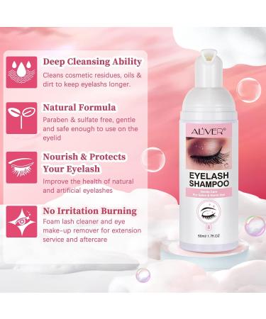 Eyelash Shampoo Foam Cleanser with Brush | 50ml Eyelash Cleaner for Extensions | Makeup Residue Removal - Buy Online on GoSupps.com
