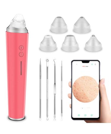 Blackhead Remover Pore Vacuum  WiFi 5.0 Megapixels Visible Facial Pore Cleanser with HD Camera Pimple Acne Comedone Extractor Kit with 6 Suction Heads USB Rechargeable Electric Blackhead Suction Tool Pink