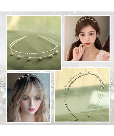 Bride Headband Pearl Rhinestones Hair Bands Bridal Wedding Headbands Bridesmaid Flower Girl Elegant Tiara Hair Accessories for Women & Girls Non-slip Prom Party Hairband - Buy Online on GoSupps.com