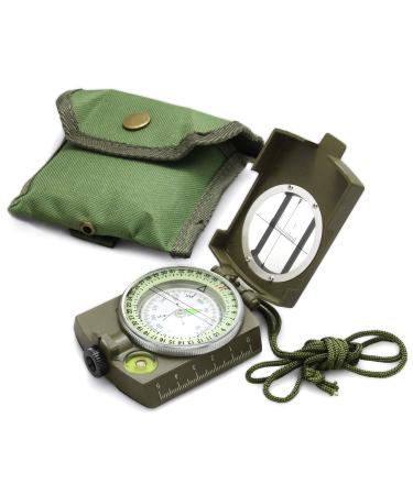 Eyeskey Multifunctional Tactical Survival Military Compass with Lanyard & Pouch | Waterproof & Impact Resistant | Lensatic Sighting Compass for Hiking EK1001 Green Compass