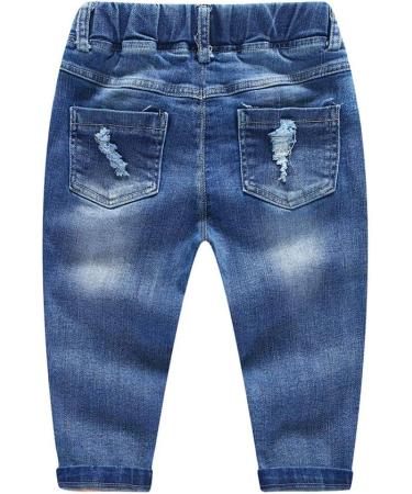 KIDSCOOL SPACE Baby Ripped Jean Toddler Elastic Waist Denim Pants Blue (4-5 Years) - Buy Online on GoSupps.com