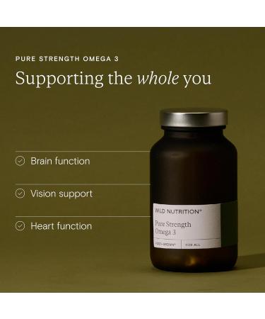 Wild Nutrition Food-Grown Pure Strength Omega 3 Supplement | Fish Oil Capsules with 250mg of DHA & EPA | Fish Oil Omega 3 Fatty Acid Supplements | 120 Capsules Adult - Buy Online on GoSupps.com