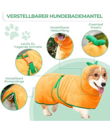 Bibykivn Microfiber Pumpkin Dog Bathrobe Coat - Adjustable Super Absorbent for Small Medium & Large Dogs - XL Yellow - Buy Online on GoSupps.com