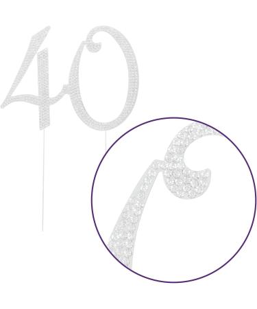40 Cake Topper for 40th Birthday or Anniversary Party Supplies and Decoration Ideas (Silver) - Buy Online on GoSupps.com