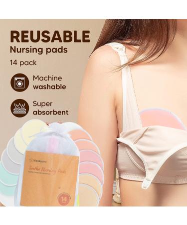 Reusable Nursing Pads for Breastfeeding  14-Pack - 4-Layers Organic Bamboo Nursing Pads - Breastfeeding Pads - Washable Breast Pads - Natural Bamboo Maternity Pads  Nipplecovers Pastel Touch Large 4.8" - Buy Online on GoSupps.com