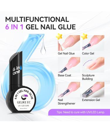 Gelike ec Gel Nail Glue 6 in 1 Sheer Blush Pink Base Coat for French Nail Tips Press on Nail Nail Art 3.3 - Sheer Blush Pink - Buy Online on GoSupps.com