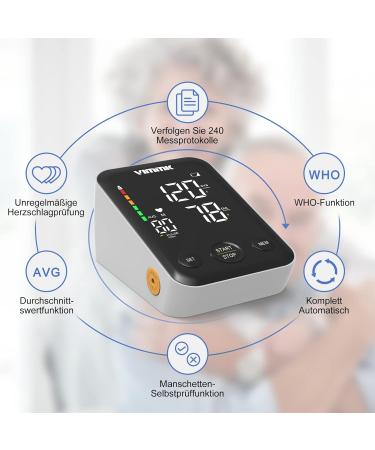 Vimmk Blood Pressure Monitor - Digital Upper Arm Device with LED Display Arrhythmia Detection Pulse Measurement & 2x120 Memory - Cuff Size 22-40cm - Black - Buy Online on GoSupps.com