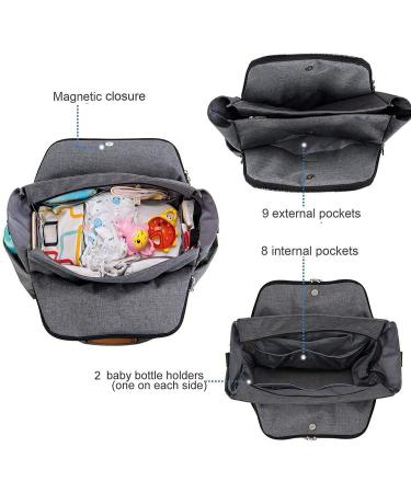 Lekebaby Diaper Bag Tote with Changing Pad - Large Travel Baby Bag for Mom and Dad - Grey - Buy Online on GoSupps.com