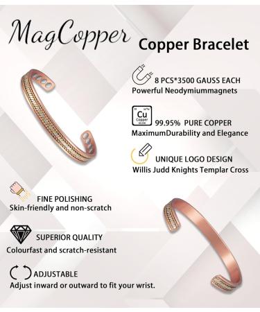 3PCS Tri Tone Magnetic Copper Bracelet Set | 6.5'' Pure Copper Jewelry for Men | Copper Cuff Bangles Gift - Buy Online on GoSupps.com