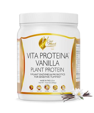 Coc March N.M.D Vita Protein Powder Vegan Vanilla Plant Protein, 20g Protein per Serving with Probiotics & Digestive Enzymes for Sensitive Tummies, Gluten Free, Organic, Dairy Free, Soy Free - 500g