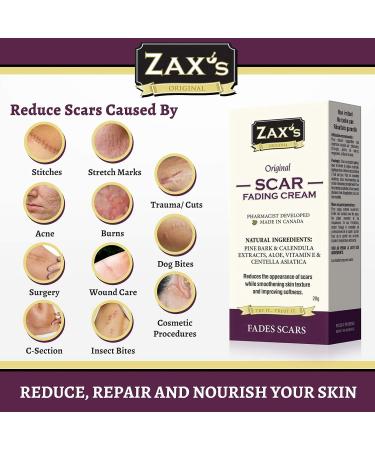 Zax's Original Scar Fading Cream - Paraben-free Body Scar Remover for Surgical Scars, Stitches, Burns, Acne, and Stretch Marks (28 g) - Buy Online on GoSupps.com