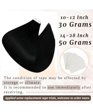 Ugeat Black Remy Tape-In Hair Extensions - Real Hair 20 Pieces 25cm - Seamless Adhesive Strips for a Natural Look - Buy Online on GoSupps.com