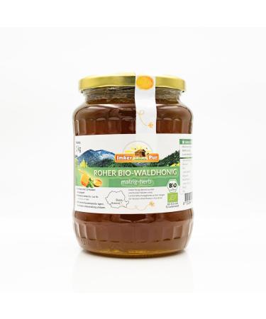Organic forest honey (raw) from beekeeping pure not thrown or heated contains flower pollen beeswax and other natural components (1000 g raw forest honey organic)